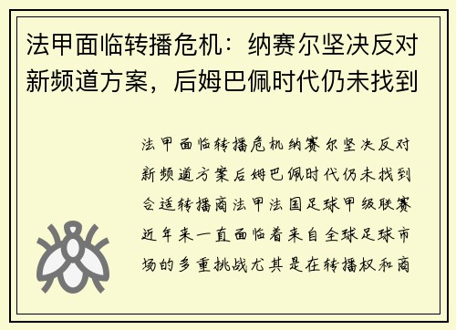 法甲面临转播危机：纳赛尔坚决反对新频道方案，后姆巴佩时代仍未找到合适转播商